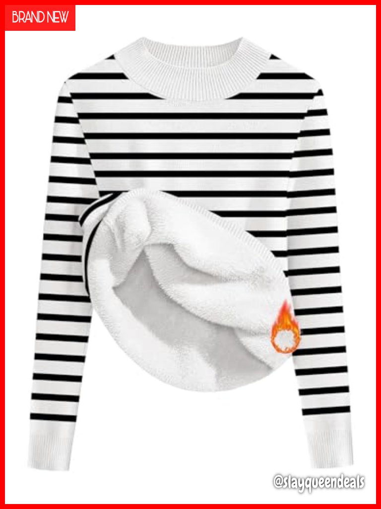 Fleece Lined Mock Neck Long Sleeve Pullover Sweater - Cozy Winter Tops